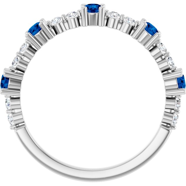 Platinum Lab-Grown Blue Sapphire & 1/6 CTW Natural Diamond Ring